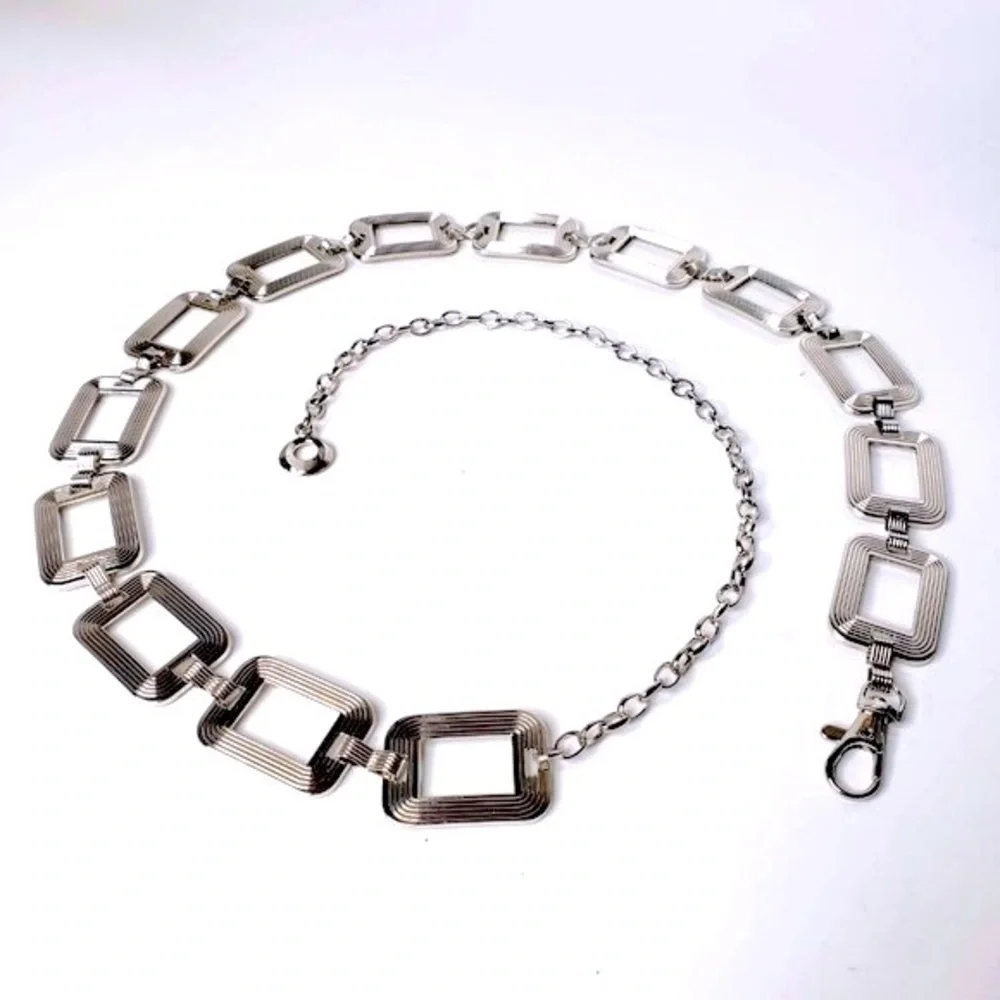 New Silver Rectangle Chain Link Dressy Accessory Belt